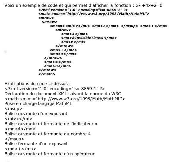 Exemple de MathML